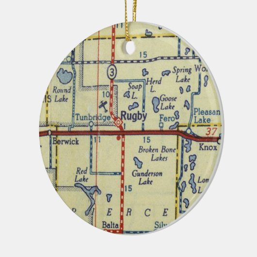 Rugby ND Map Keramisch Ornament (Links)