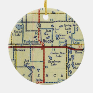 Rugby ND Map Keramisch Ornament