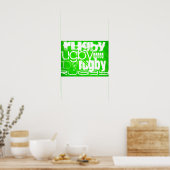 Rugby; Neon Green Stripes Poster (Keuken)