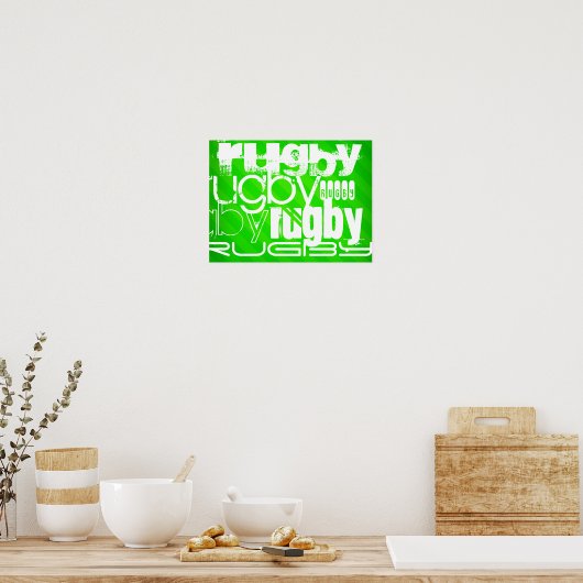 Rugby; Neon Green Stripes Poster (Keuken)