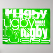 Rugby; Neon Green Stripes Poster (Voorkant)