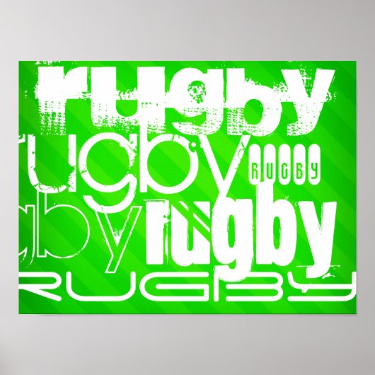 Rugby; Neon Green Stripes Poster (Voorkant)