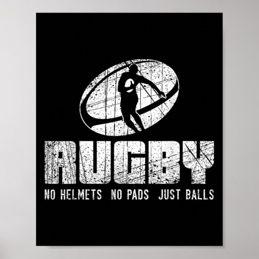 Rugby No Helmet No Pads Just Shirt - Funny Rugby Q Poster (Voorkant)