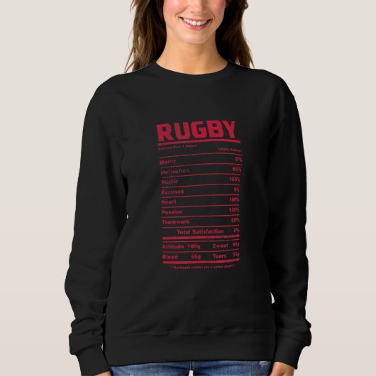 Rugby Nutrition Facts Rugger Players Sport Team Di Trui (Voorkant)
