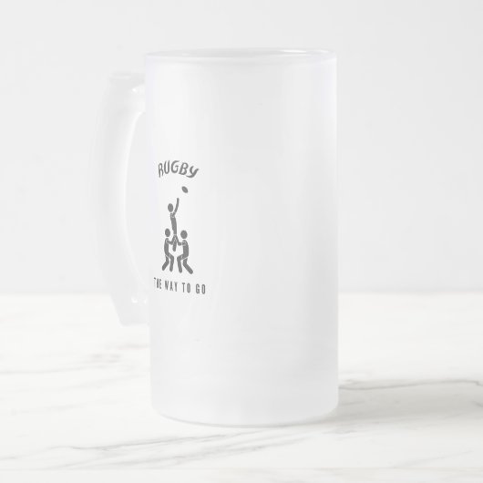 Rugby onderweg matglas bierpul (Voorkant links)