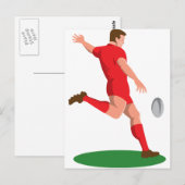 rugby player kicking ball retro briefkaart (Voorkant / Achterkant)