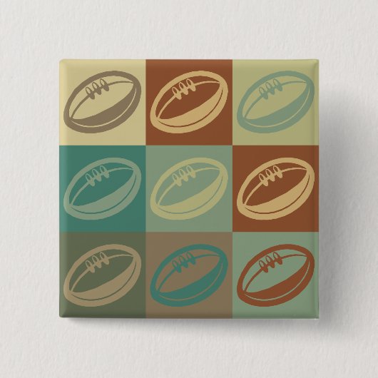 Rugby Pop Art Vierkante Button 5,1 Cm (Voorkant)