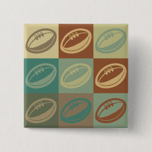 Rugby Pop Art Vierkante Button 5,1 Cm