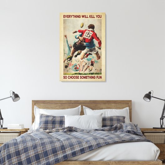 Rugby Retro Alles zal je Canvas Poster doden (Insitu (Slaapkamer))