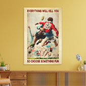 Rugby Retro Alles zal je Canvas Poster doden (Insitu (Woonkamer))