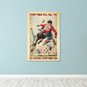 Rugby Retro Alles zal je Canvas Poster doden (Insitu (Houten vloer))