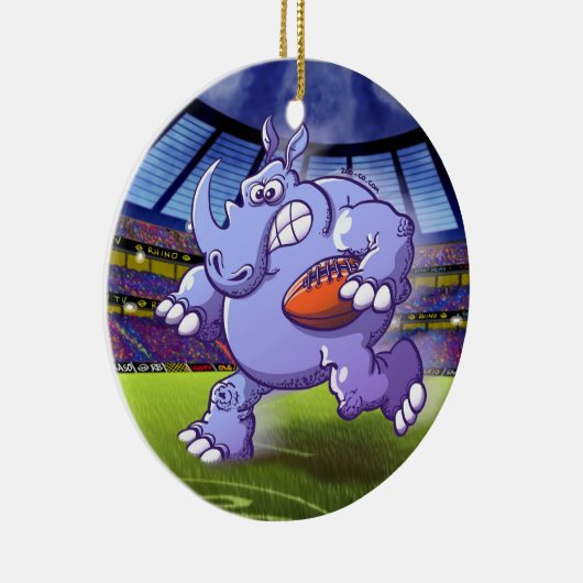 Rugby Rhinoceros Keramisch Ornament (Rechts)