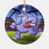Rugby Rhinoceros Keramisch Ornament (Voorkant)