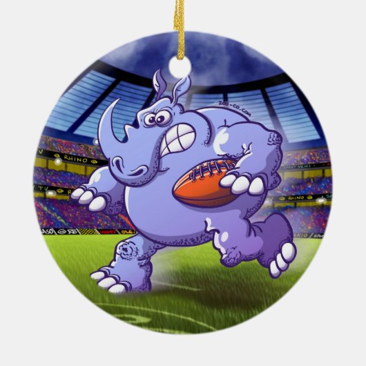 Rugby Rhinoceros Keramisch Ornament (Achterkant)