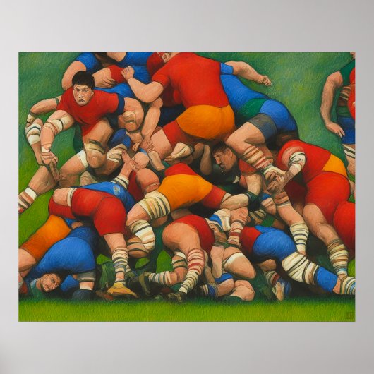 Rugby Ruck - Kunst op canvas afdrukken Poster (Voorkant)