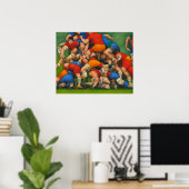 Rugby Ruck - Kunst op canvas afdrukken Poster (Thuiskantoor)