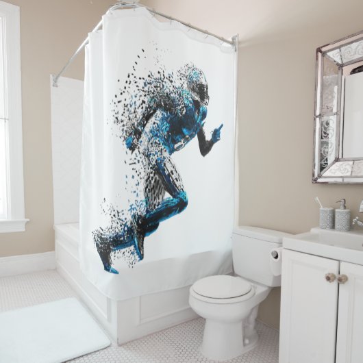 Rugby, rugbyligging, rugbyleven, rugbyspeler douchegordijn (In situ)