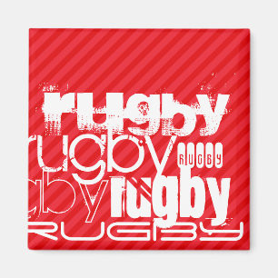 Rugby; Scarlet Red Stripes Magneet