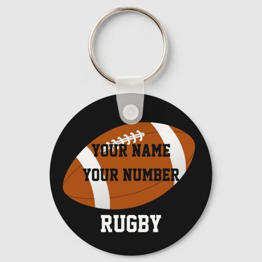 Rugby Sleutelhanger ID Label JOUW NAAM en nummer (Voorkant)