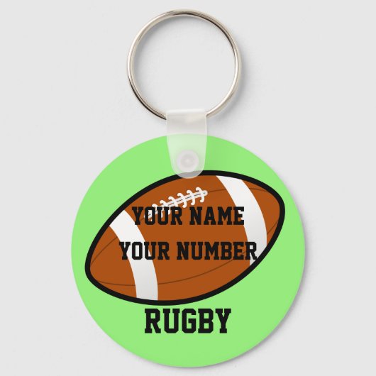 Rugby Sleutelhanger ID Label JOUW NAAM en nummer (Voorkant)