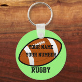 Rugby Sleutelhanger ID Label JOUW NAAM en nummer (Voorkant)