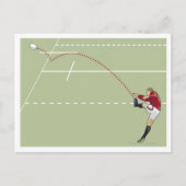 Rugby-speler die een bal in aanraking schopt, met  briefkaart (Voorkant)