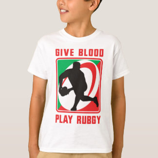 Rugby-speler die een bal voorgaat, laat bloed zien t-shirt