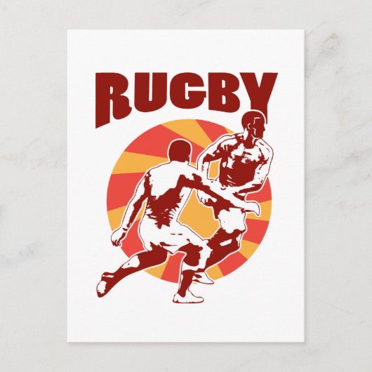 Rugby-speler die retro-stijl aanpakt briefkaart (Voorkant)