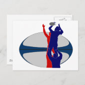 Rugby speler lineout gooien bal frankrijk briefkaart (Voorkant / Achterkant)