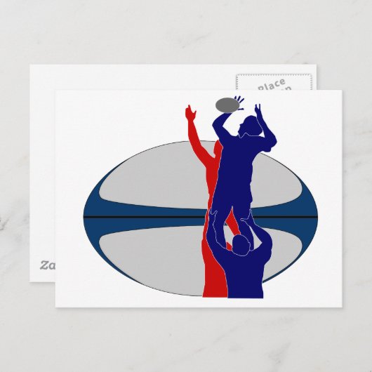 Rugby speler lineout gooien bal frankrijk briefkaart (Voorkant / Achterkant)