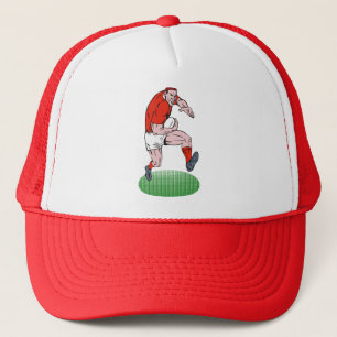 Rugby-speler met bal trucker pet