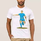Rugby speler schoppen bal atletische sporten t-shirt (Voorkant)