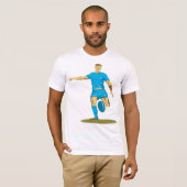 Rugby speler schoppen bal atletische sporten t-shirt (Voorkant volledig)