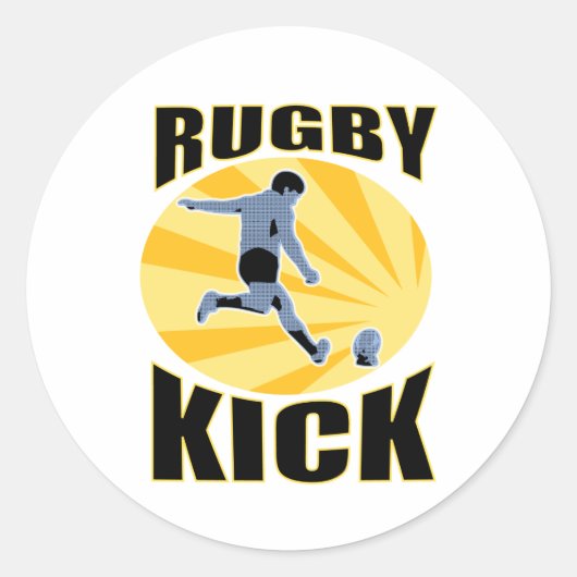 Rugby speler schoppen bal retro stijl ronde sticker (Voorkant)