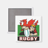 Rugby speler scoren probeer wales vlag magneet (Voorkant / Achterkant)