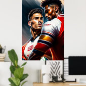 Rugby-spelers Art Poster (Thuiskantoor)