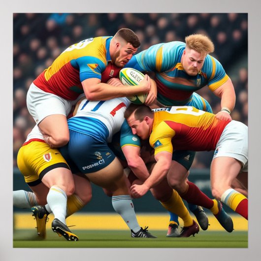Rugby Spelers Art Print (Voorkant)