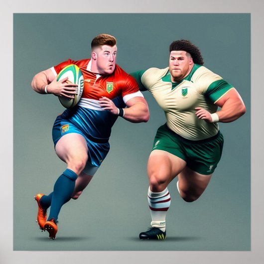 Rugby Spelers Art Print (Voorkant)