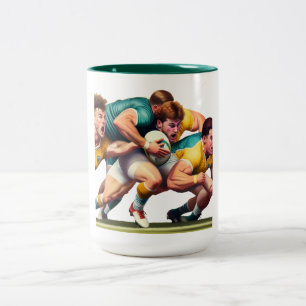 Rugby Spelers Two-Tone Mok