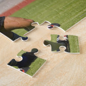 Rugby-spelers vechten voor bal legpuzzel (Zijkant)