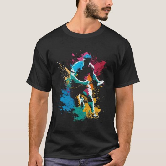 Rugby Splash Rugger Retro Rugby Speler T-shirt (Voorkant)