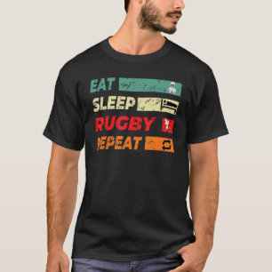 Rugby Sport Speler Eet Slaap Rugby Herhaal Mannen T-shirt