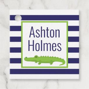 Rugby Stripes Alligator Favor Cadeau Labels