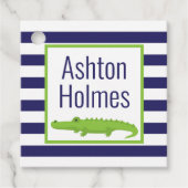 Rugby Stripes Alligator Favor Cadeau Labels (Voorkant)