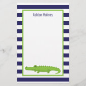 Rugby Stripes Alligator Gepersonaliseerd Briefpapi Briefpapier (Voorkant)