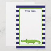 Rugby Stripes Alligator Gepersonaliseerd Briefpapi Briefpapier (Voorkant / Achterkant)