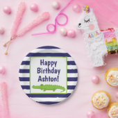 Rugby Stripes Alligator Gepersonaliseerde Party Bo Papieren Bordje (Feest)