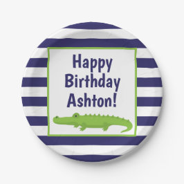 Rugby Stripes Alligator Gepersonaliseerde Party Bo Papieren Bordje