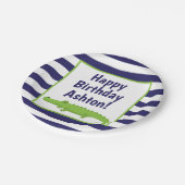 Rugby Stripes Alligator Gepersonaliseerde Party Bo Papieren Bordje (Gekanteld)