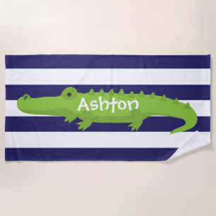 Rugby Stripes Alligator Gepersonaliseerde strandla Strandlaken